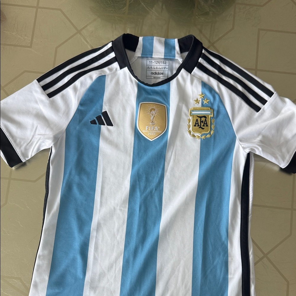 adidas Argentina Youth Soccer Jersey - Light Blue & White